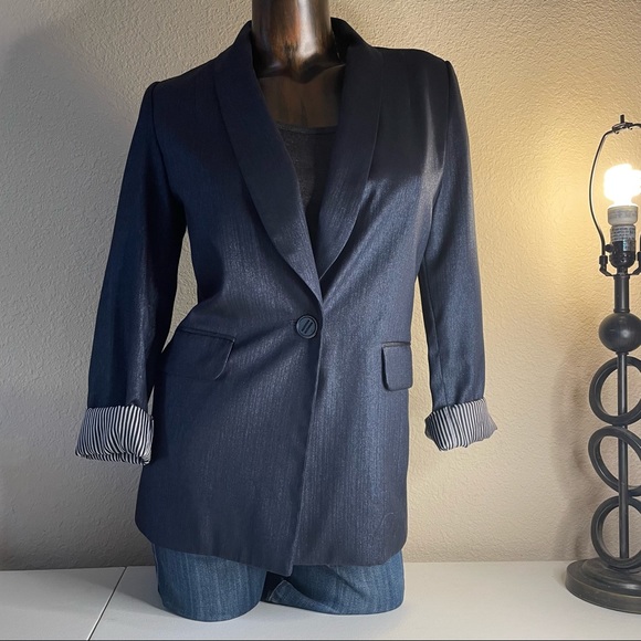 Ellen Tracy blue sparkle blazer. Size XS - Picture 5 of 12